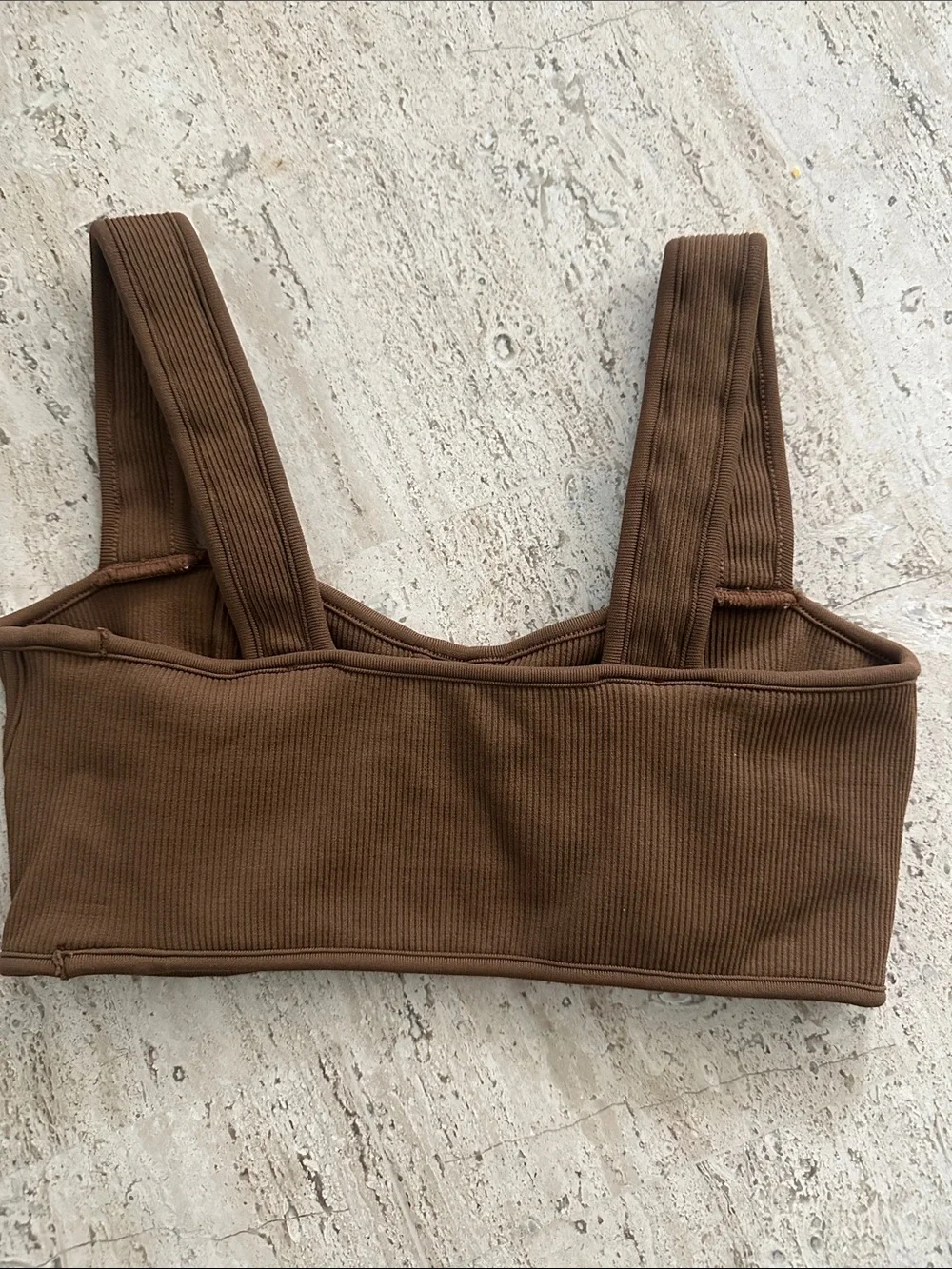 SET Active Contour Bra Structured Wireless Ribbed Sports Bra in Rust Brown Sz XS